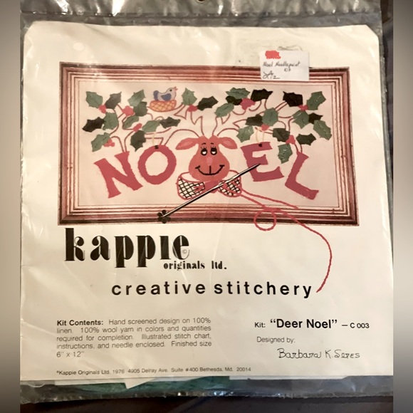 Kappie Originals Ltd Other - Vintage Christmas Needlepoint Deer Noel Kappie cross stitch kit C003 embroidery